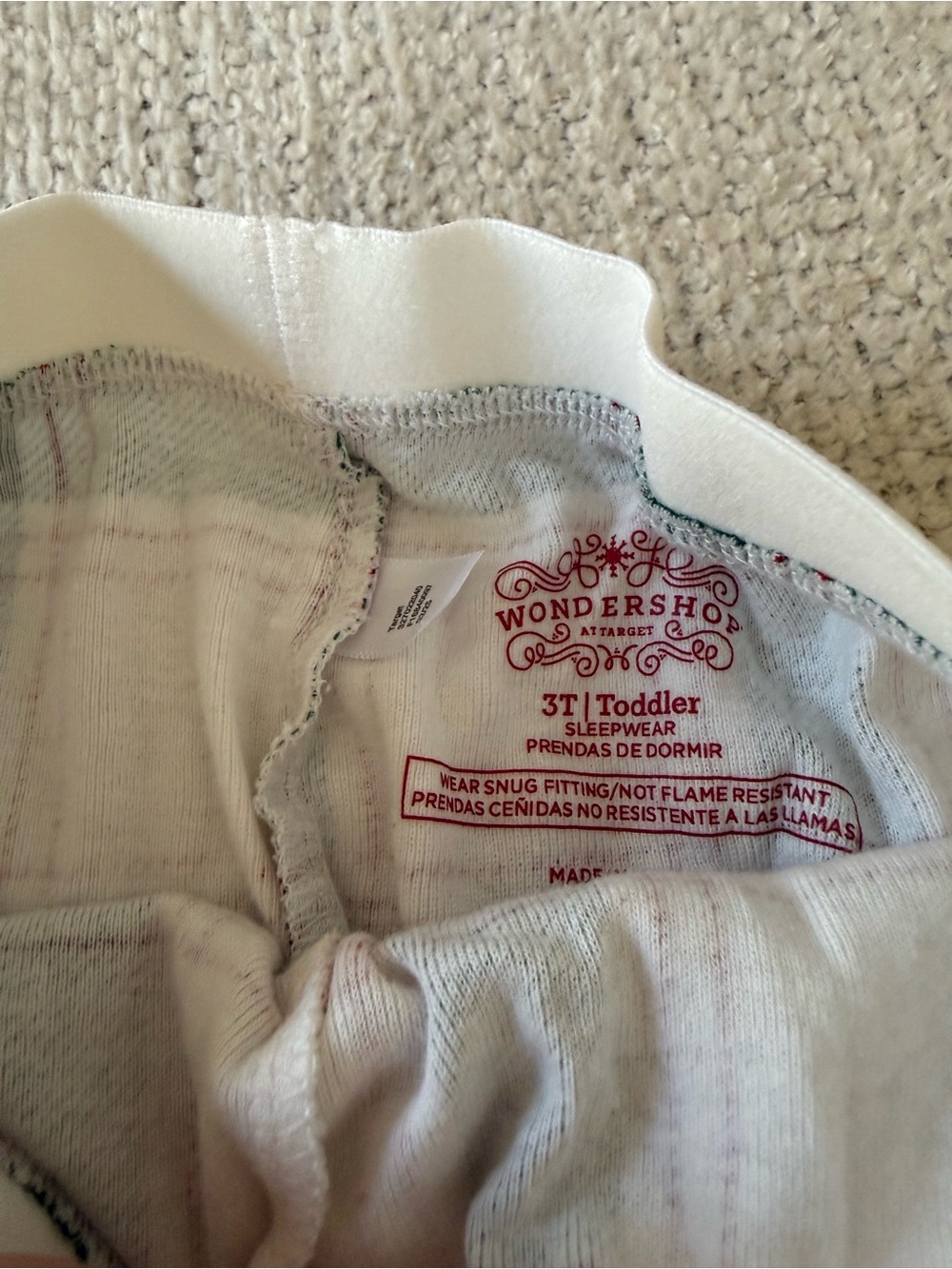 Wondershop Green and Cream Plaid Kids Thermal Pajama Set - Picture 5 of 5